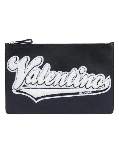 Shop Valentino Logo Patch Clutch