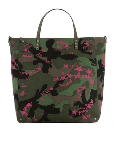Shop Valentino Green Fabric Handle Bag