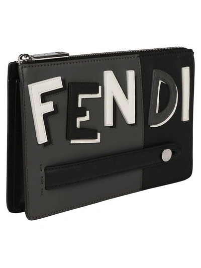 Shop Fendi Pouch In Nero+asfalto