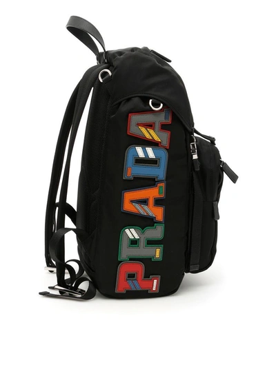 Shop Prada Character Nylon Backpack In Nero M (black)