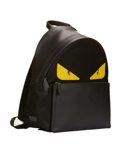 Shop Fendi Logo Printed Bag Bugs Backpack In Nero-giallo