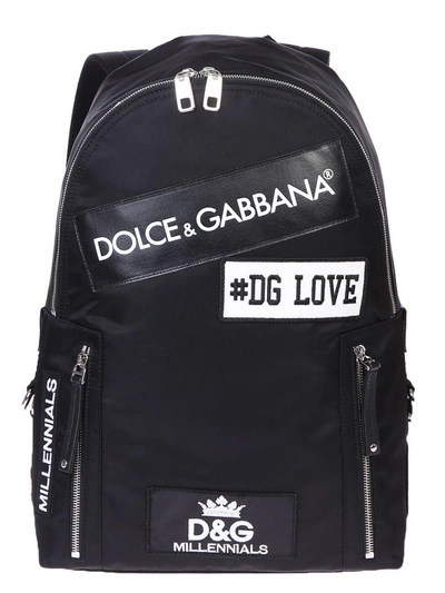 Shop Dolce & Gabbana Black Patched Backpack
