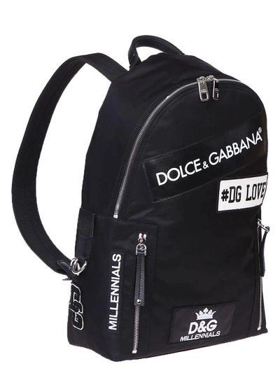 Shop Dolce & Gabbana Black Patched Backpack