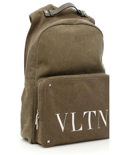 Shop Valentino Logo Backpack In Olive|verde