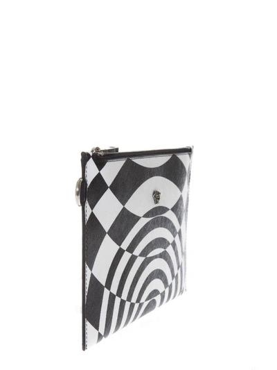 Shop Versace Black &amp; White Nylon Clutch In Black/white