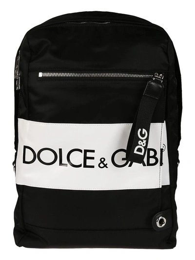 Shop Dolce & Gabbana Logo Print Backpack In Black