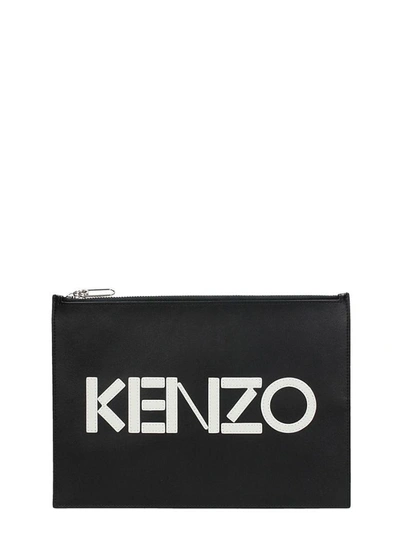 Shop Kenzo Black Leather Clutch Bag