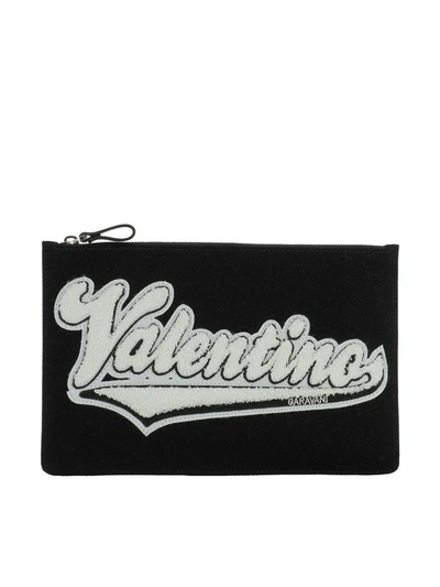 Shop Valentino Black Fabric Pochette