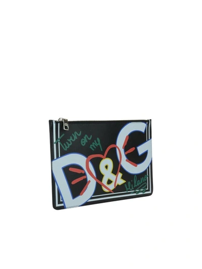 Shop Dolce & Gabbana Pouch In Logo Dg Fdo Nero