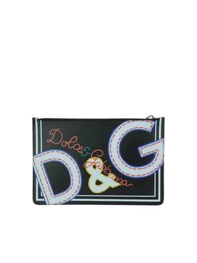 Shop Dolce & Gabbana Pouch In Logo Dg Fdo Nero
