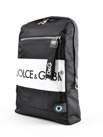 Shop Dolce & Gabbana Convertible Strap Logo Backpack In 8bblack