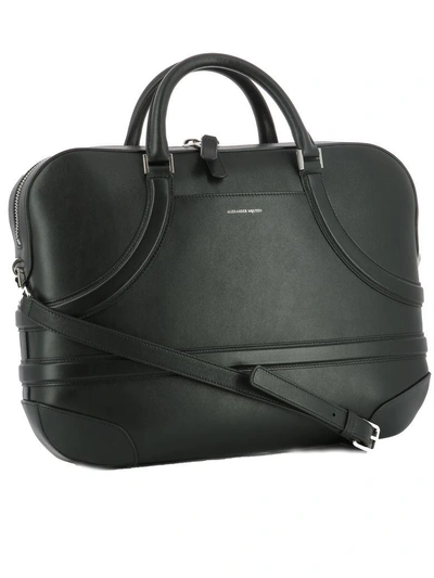 Shop Alexander Mcqueen Black Leather Travel Bag
