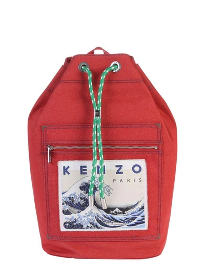 Shop Kenzo Red Logo Backpack