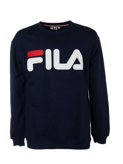 Shop Fila Logo Print Sweatshirt In 003peacoat