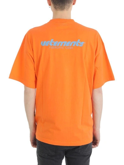 Vetements Fiberoptic Orange Cotton T-shirt In Yellow & Orange 