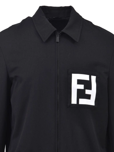 Shop Fendi Black Gabardine Jacket