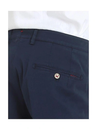Shop Berwich Trousers Cotton In Blue