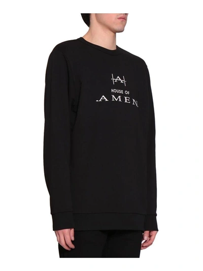 Shop Amen Cotton Sweatshirt In Nero