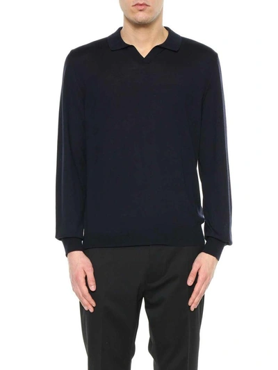 Shop Z Zegna Polo Style Sweater In Blu