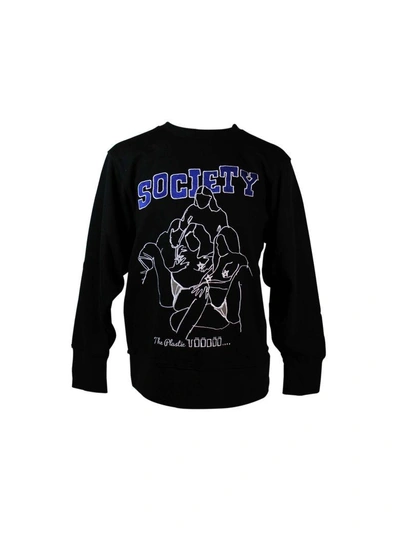 Shop Ktz Black Embroidered Society Sweatshirt