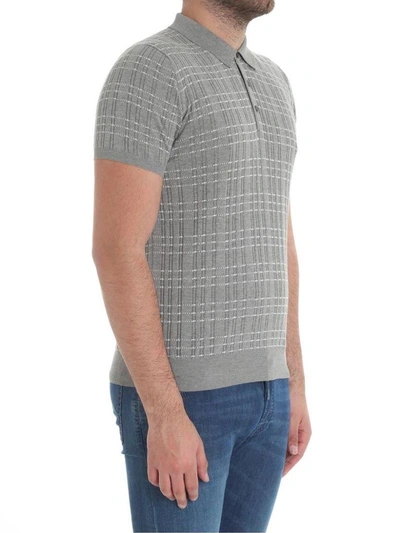 Shop Jeordies Striped And Paneled Polo Shirt In Grey