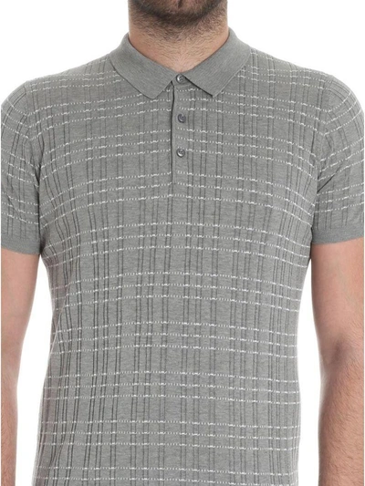 Shop Jeordies Striped And Paneled Polo Shirt In Grey