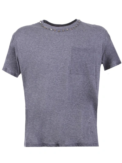 Shop Valentino Grey Rockstud T-shirt