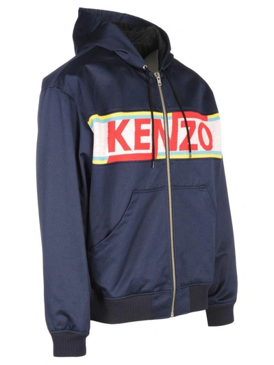 Shop Kenzo Hooded Jacket In Navy