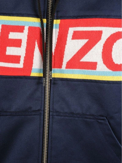 Shop Kenzo Hooded Jacket In Navy