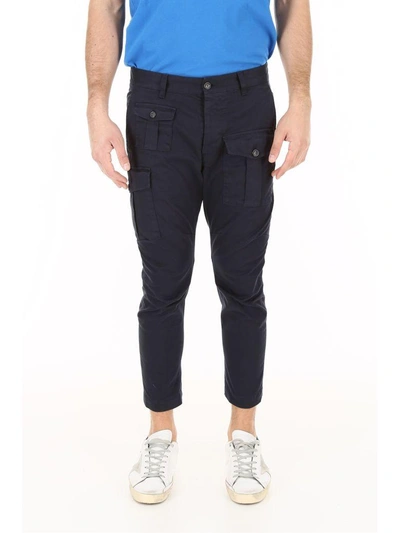 Shop Dsquared2 Cargo Trousers In Blue Denimblu