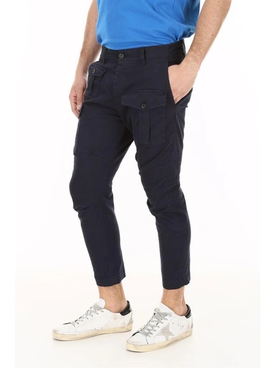 Shop Dsquared2 Cargo Trousers In Blue Denimblu