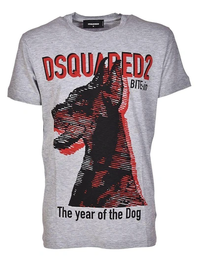Shop Dsquared2 The Year Of The Dog Print T-shirt In Grey