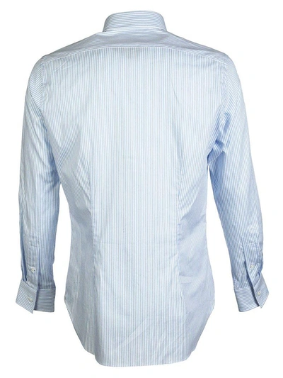 Shop Bagutta Striped Pattern Shirt In Blue