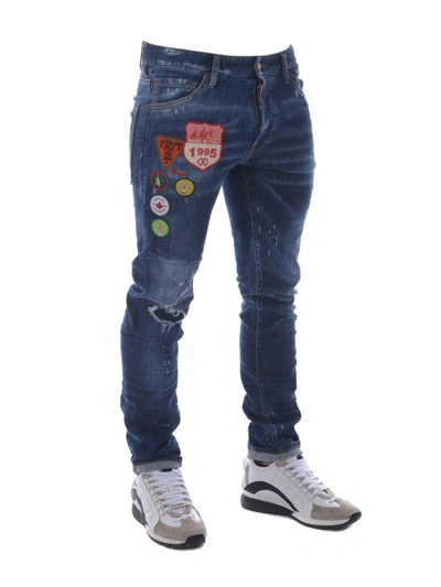 Shop Dsquared2 Clement Patchwork Jeans In Denim