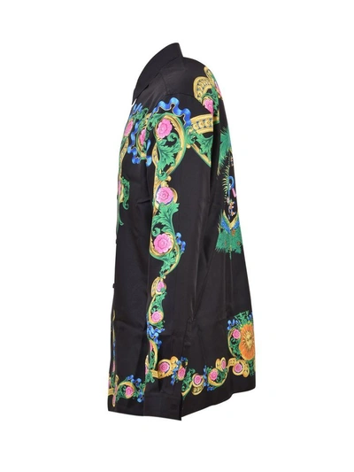 Versace Miami Signature Silk Button-down In Black