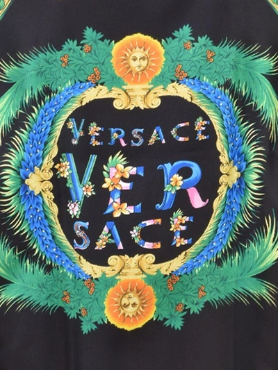 Versace Miami Signature Silk Button-down In Black