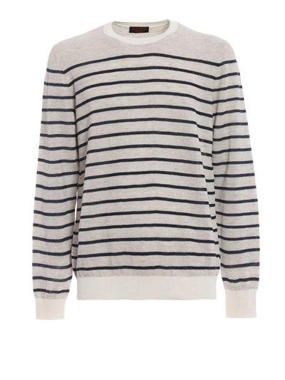 Shop Tod's Striped Sweater In Luce/navy
