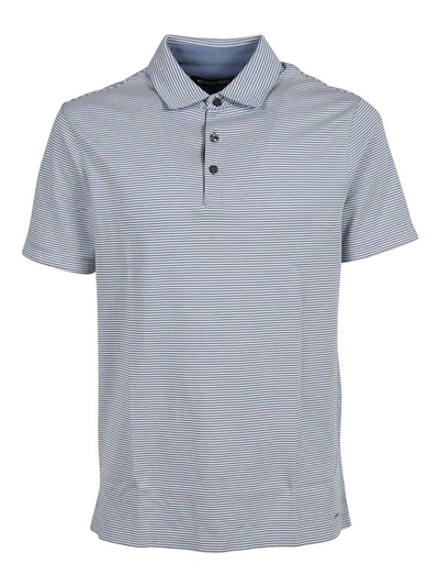 Shop Michael Michael Kors Michael Kors Striped Polo Shirt In Light Blue
