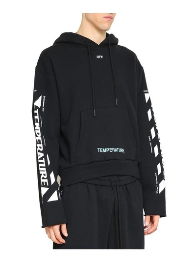 Shop Off-white Diagonal Temperature Cropped Cotton Hoodie In Nero
