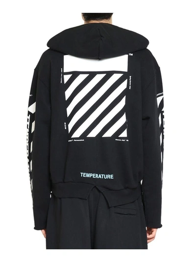 Shop Off-white Diagonal Temperature Cropped Cotton Hoodie In Nero