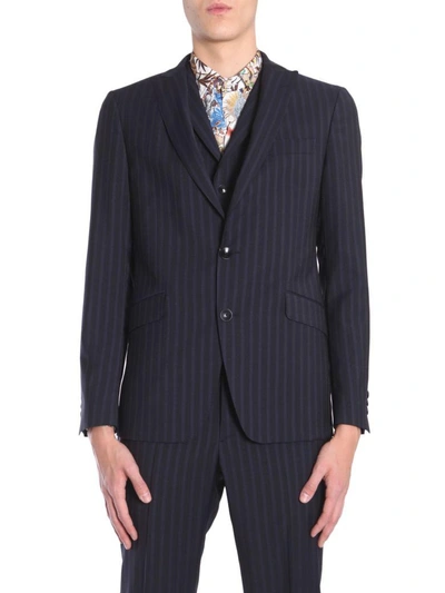 Shop Etro Three-piece Suit In Blu