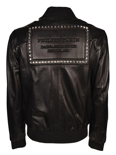 Shop Philipp Plein Embossed Logo Leather Jacket In Nero