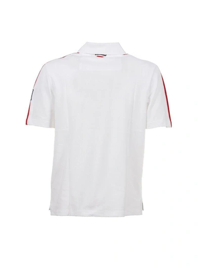 Shop Moncler Casual Button Polo Shirt In Bianco Rosso Blu