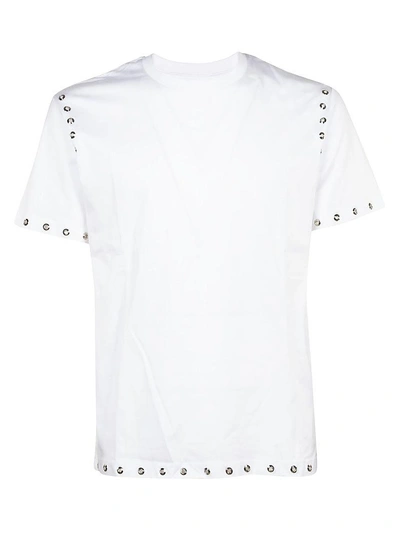 Shop Les Hommes Studded T-shirt In White