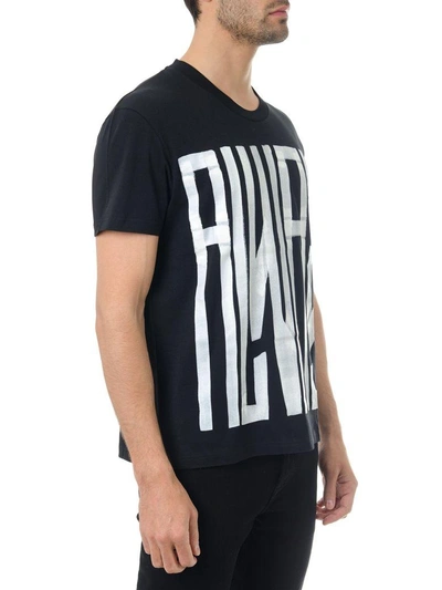 Shop Valentino Black Cotton T-shirt With Anywhen Print