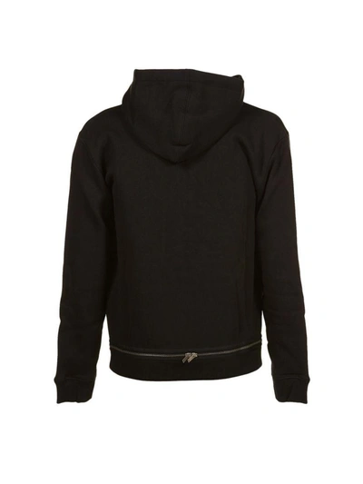 Shop Saint Laurent Zipped Hooded Sweatshirt In Nero