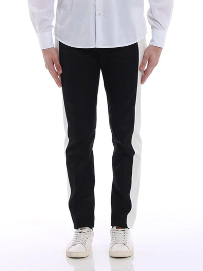 Shop Alexander Mcqueen Striped Twill Trousers In Black/white