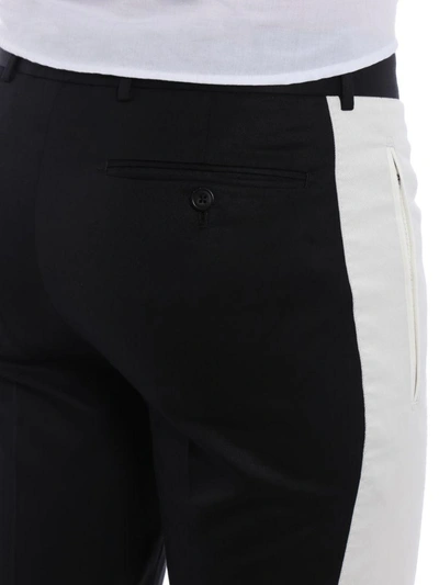 Shop Alexander Mcqueen Striped Twill Trousers In Black/white