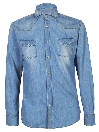Shop Brian Dales Denim Shirt In Light Blue