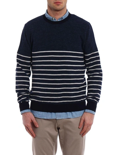 Shop Tod's Striped Jumper In Jeans